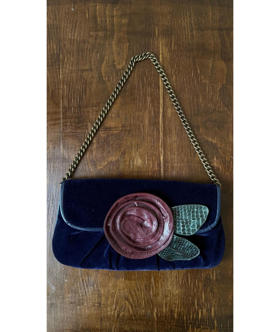 MARC JACOBS Темно-синяя бархатная сумка с короткими ручками, фото 9