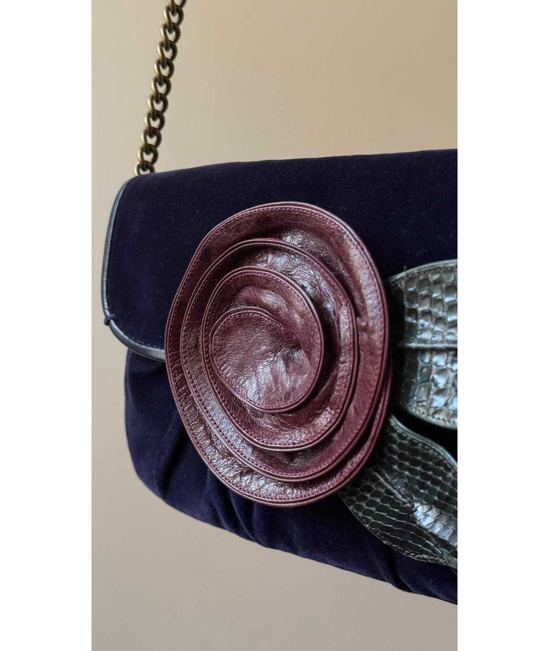 MARC JACOBS Темно-синяя бархатная сумка с короткими ручками, фото 6