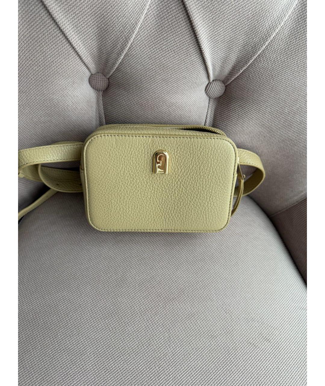 FURLA Бежевая кожаная поясная сумка, фото 6