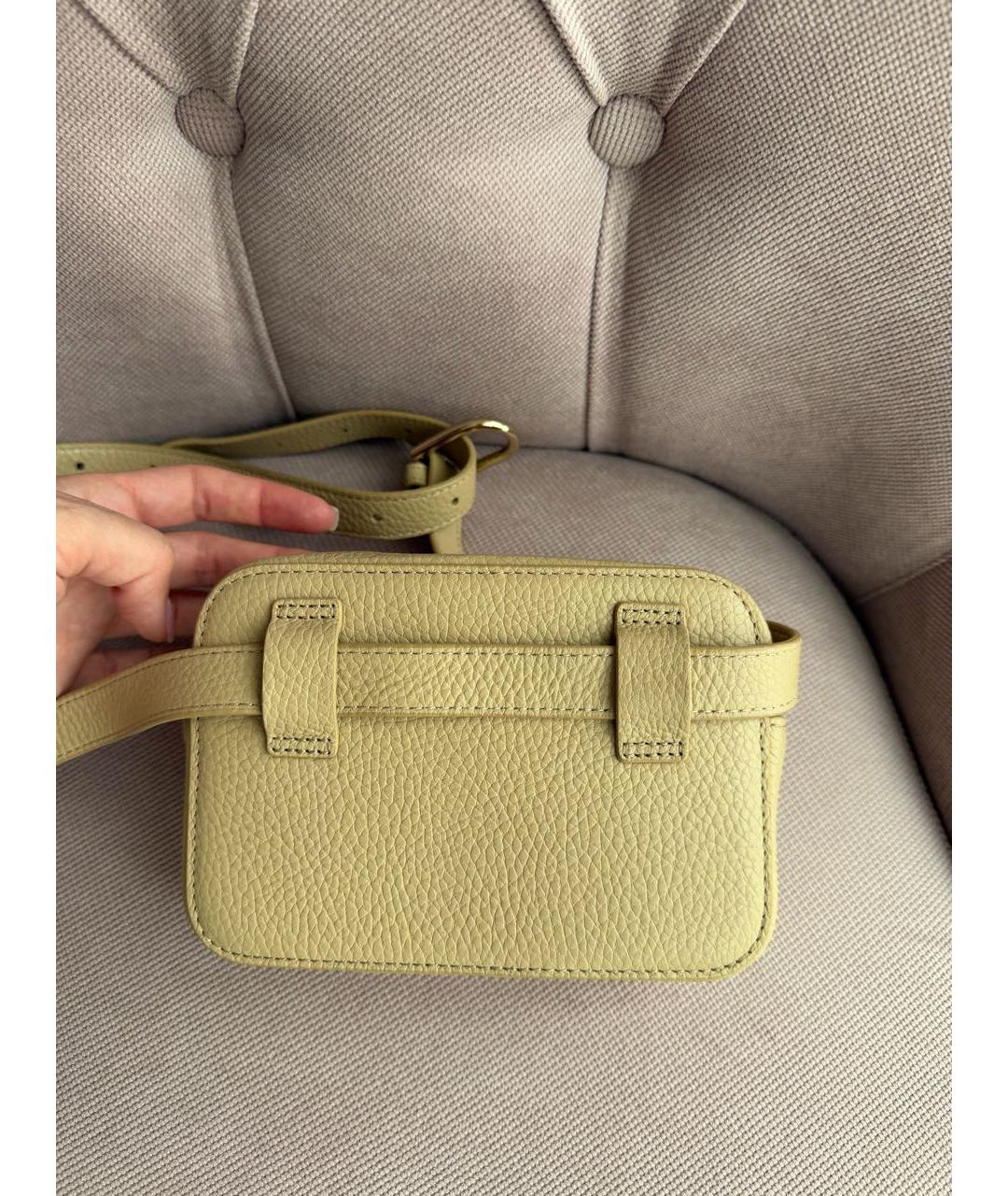 FURLA Бежевая кожаная поясная сумка, фото 3