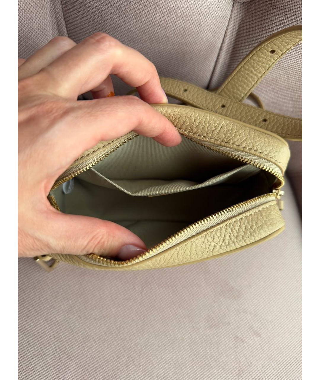 FURLA Бежевая кожаная поясная сумка, фото 4