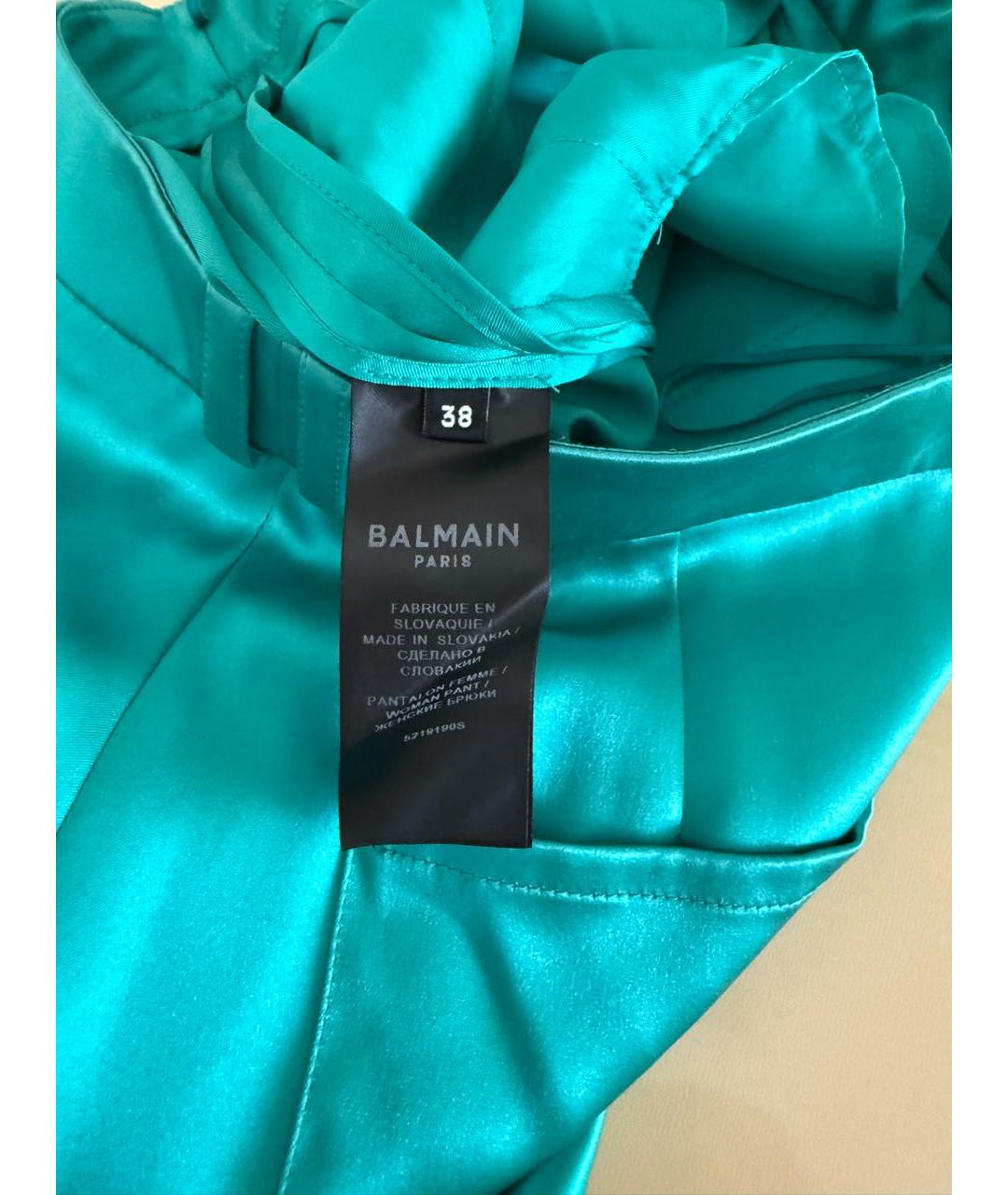 BALMAIN Бирюзовые шелковые брюки широкие, фото 6