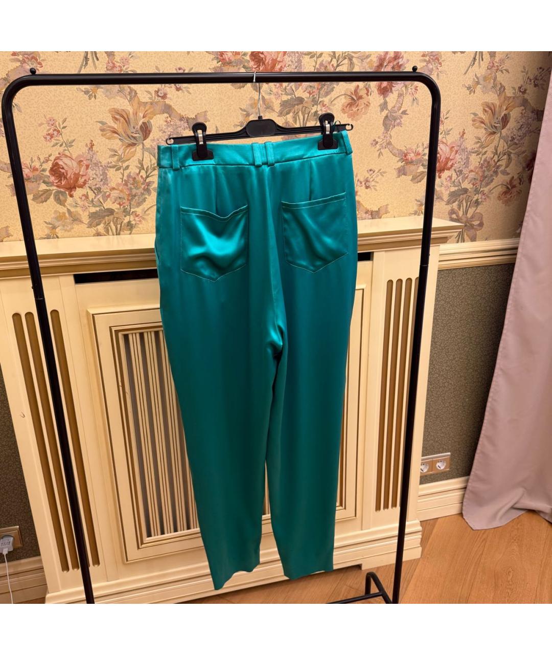 BALMAIN Бирюзовые шелковые брюки широкие, фото 2