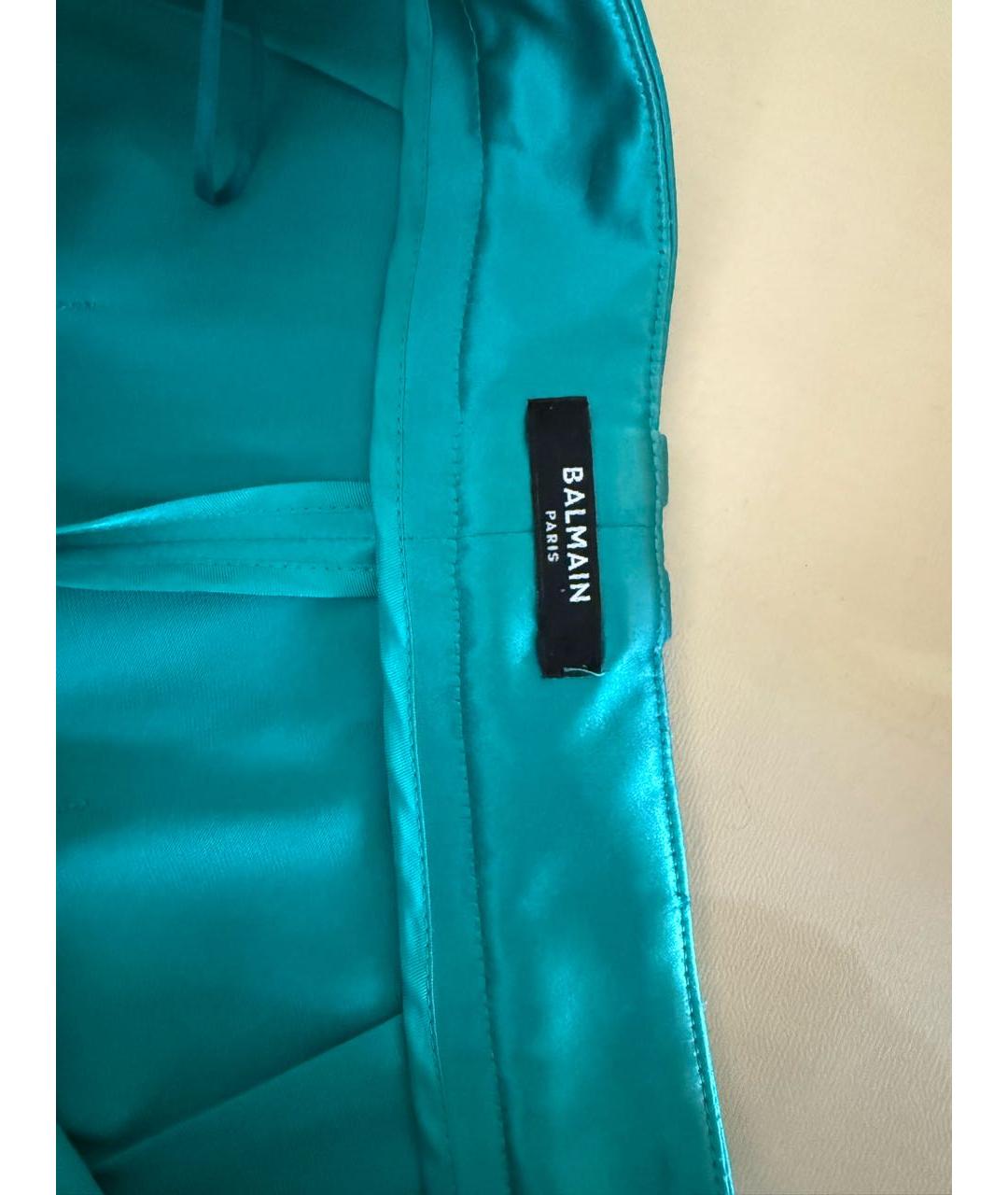 BALMAIN Бирюзовые шелковые брюки широкие, фото 5