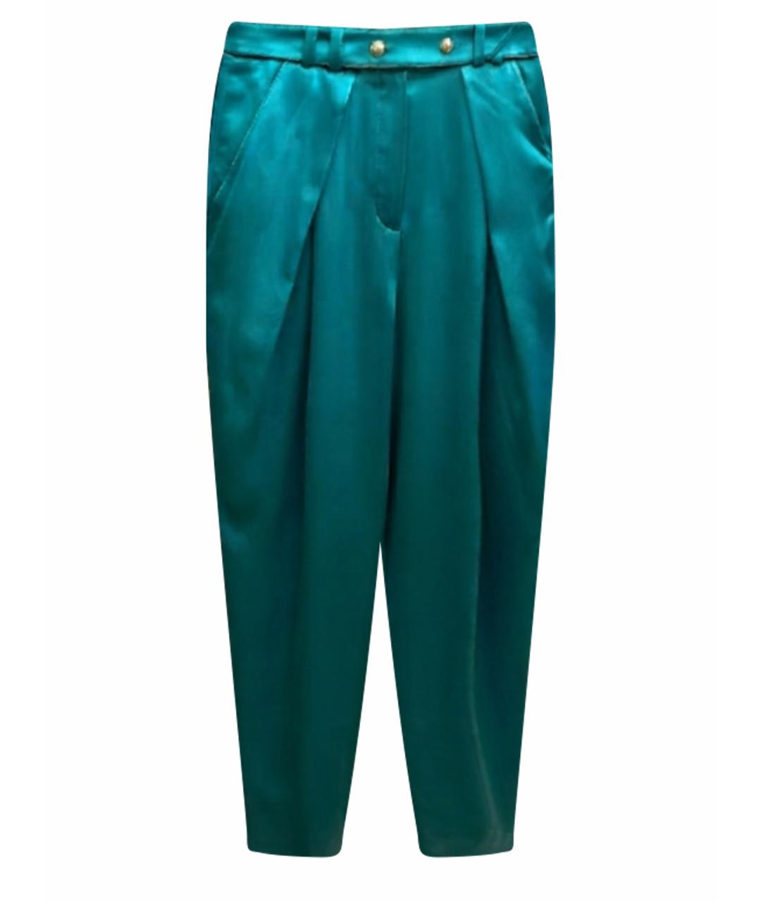 BALMAIN Бирюзовые шелковые брюки широкие, фото 1