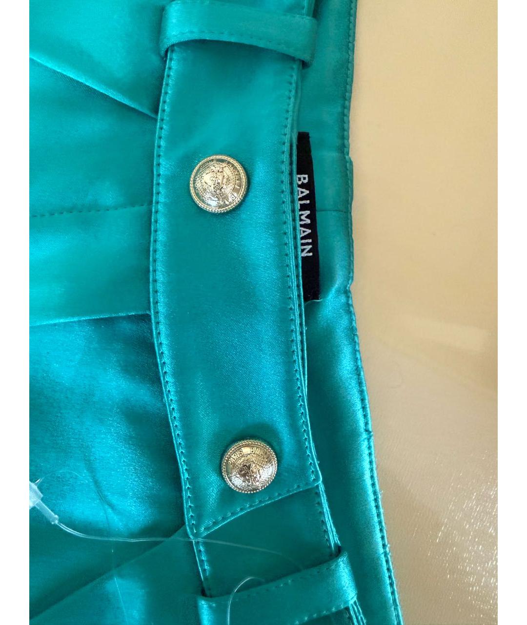 BALMAIN Бирюзовые шелковые брюки широкие, фото 4