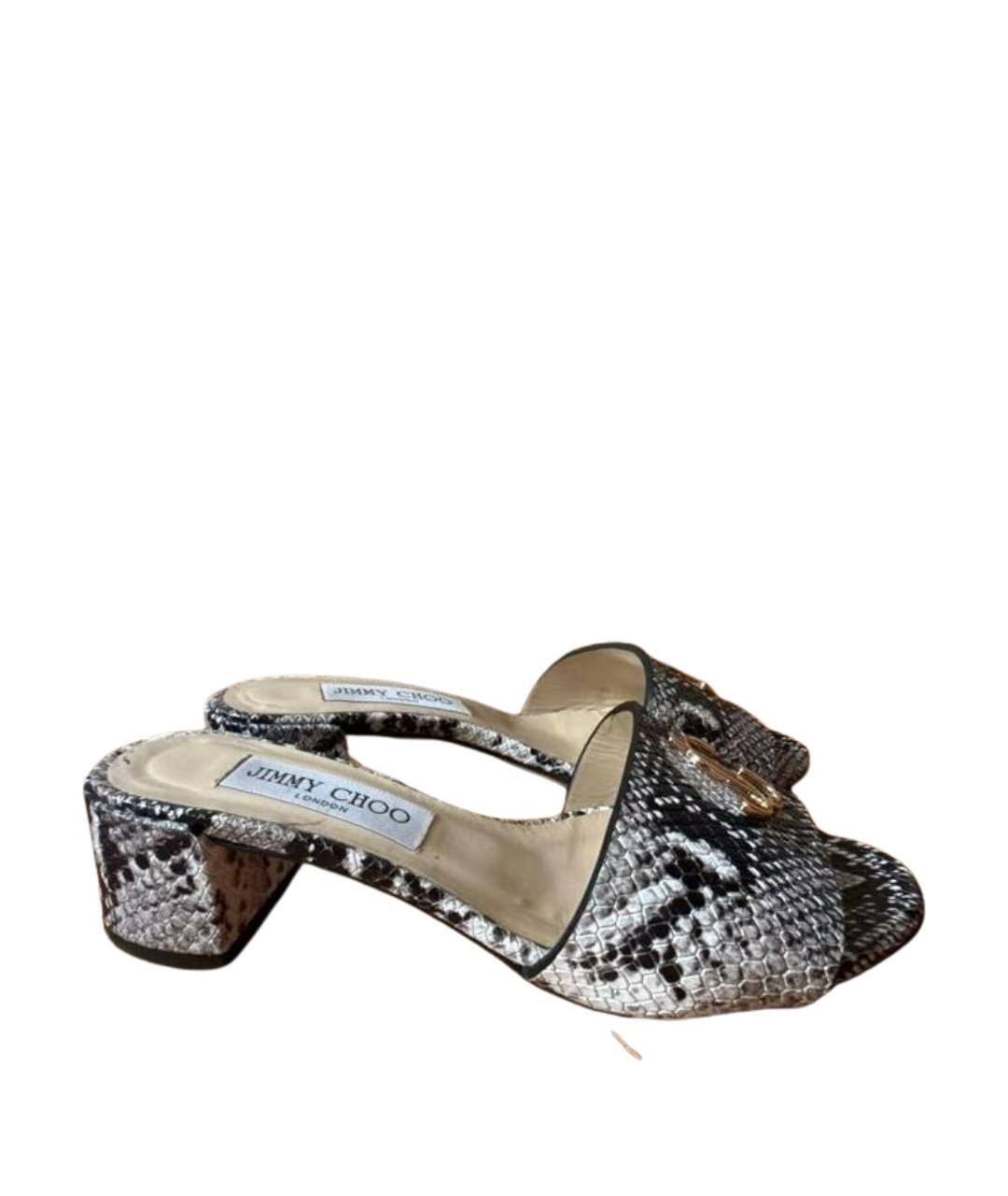 JIMMY CHOO Серые мюли из экзотической кожи, фото 1