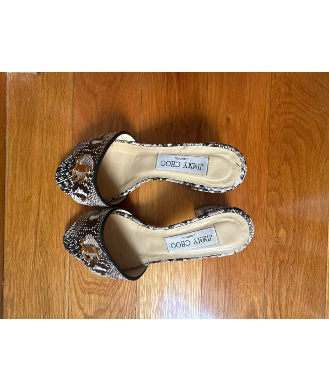 JIMMY CHOO Серые мюли из экзотической кожи, фото 3