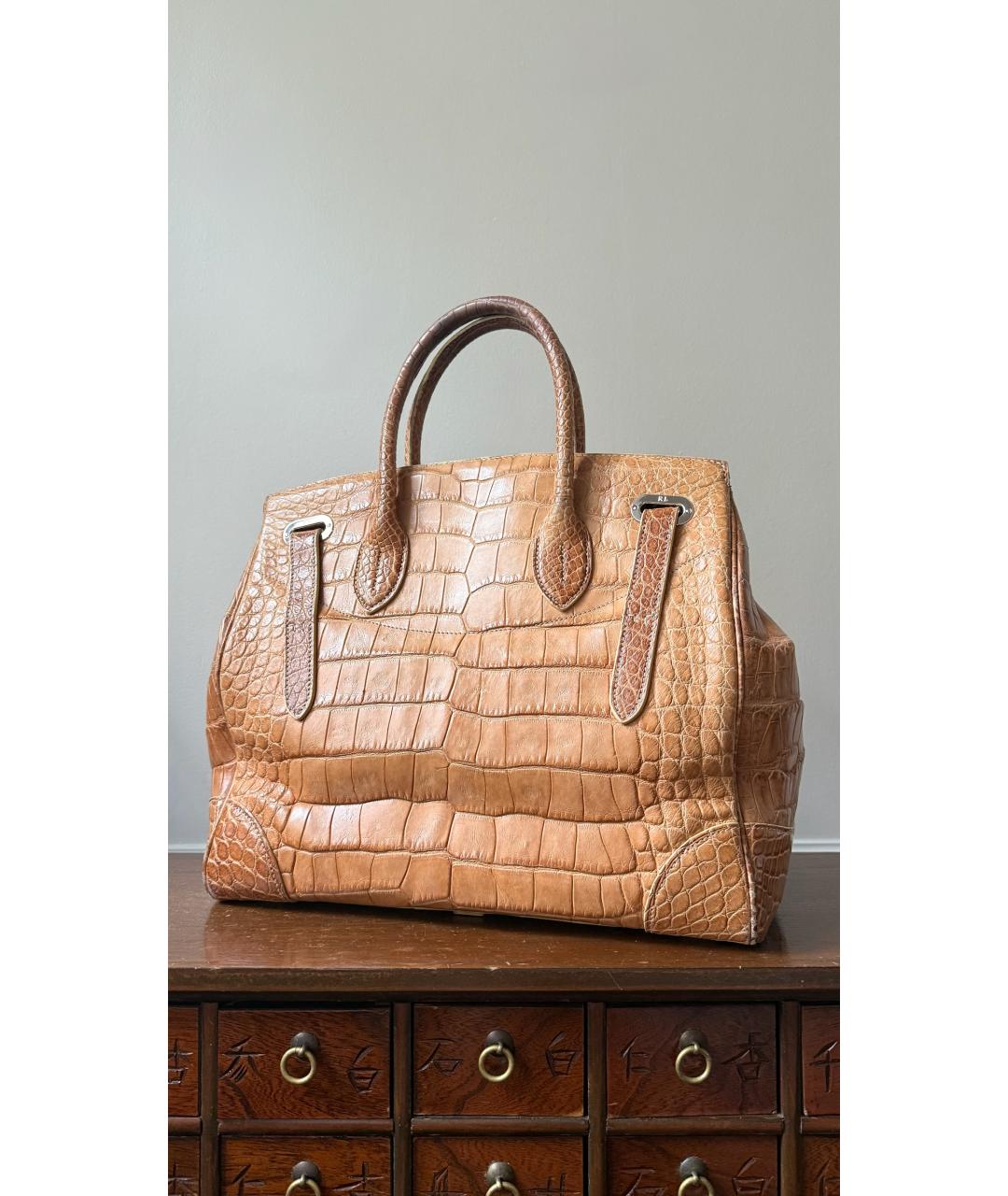 RALPH LAUREN Оранжевая сумка тоут из экзотической кожи, фото 2