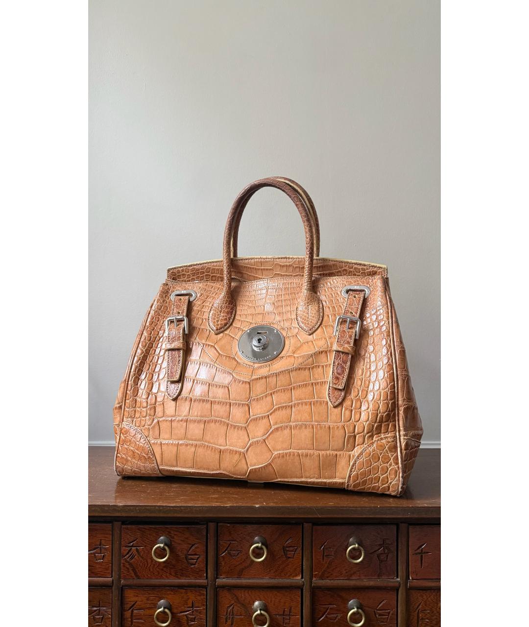 RALPH LAUREN Оранжевая сумка тоут из экзотической кожи, фото 9