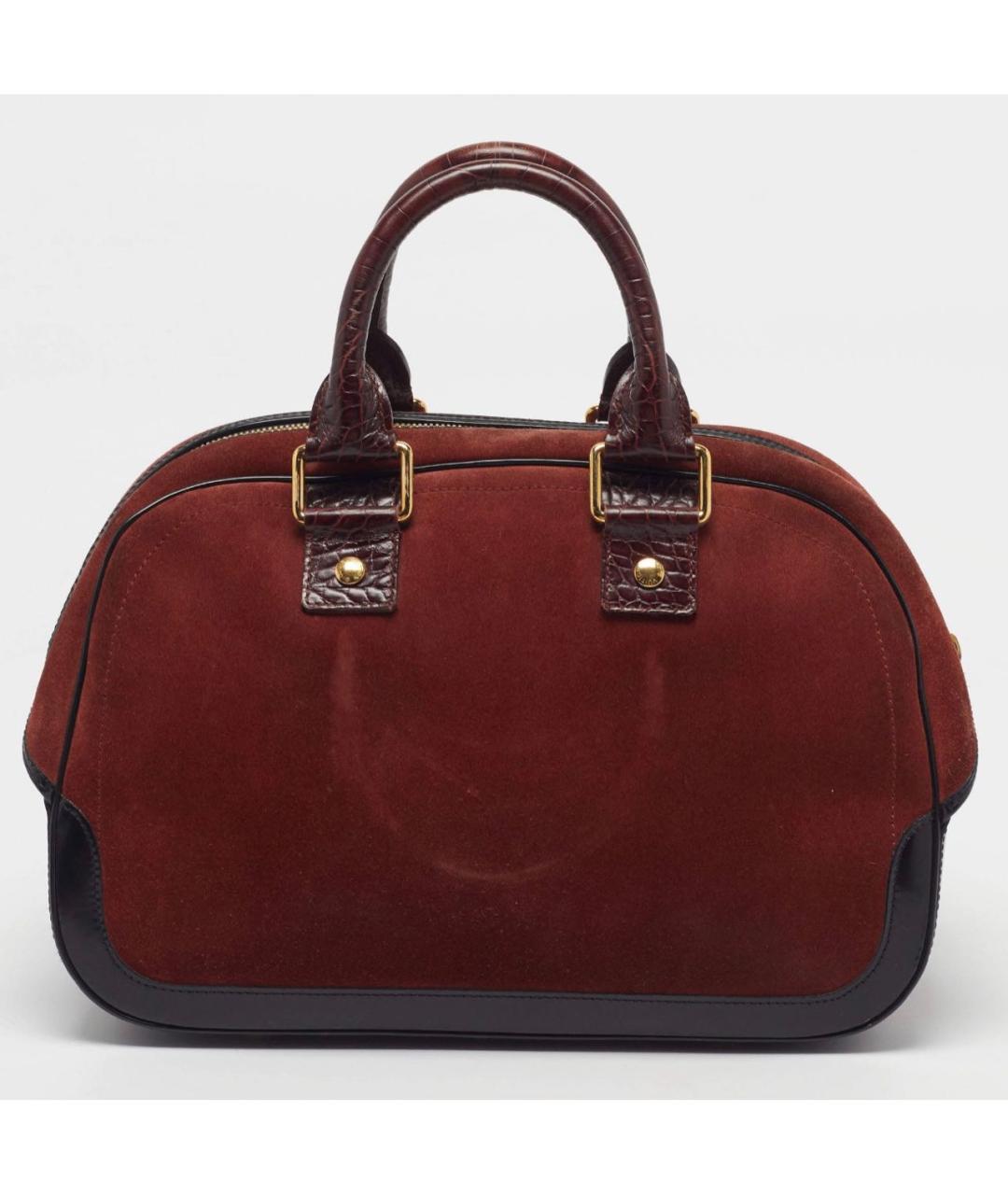 LOUIS VUITTON Коричневая замшевая сумка с короткими ручками, фото 3