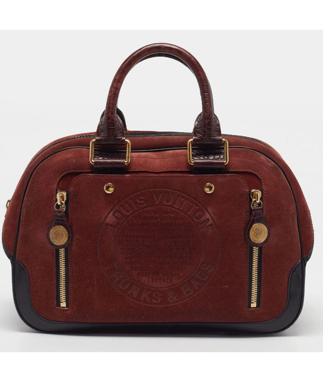 LOUIS VUITTON Коричневая замшевая сумка с короткими ручками, фото 9