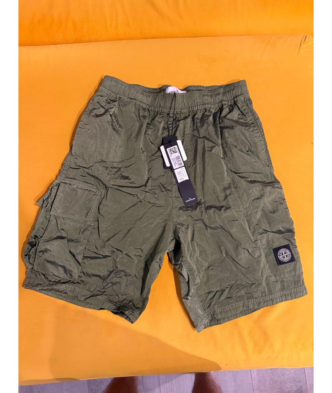 STONE ISLAND Зеленые нейлоновые шорты, фото 7