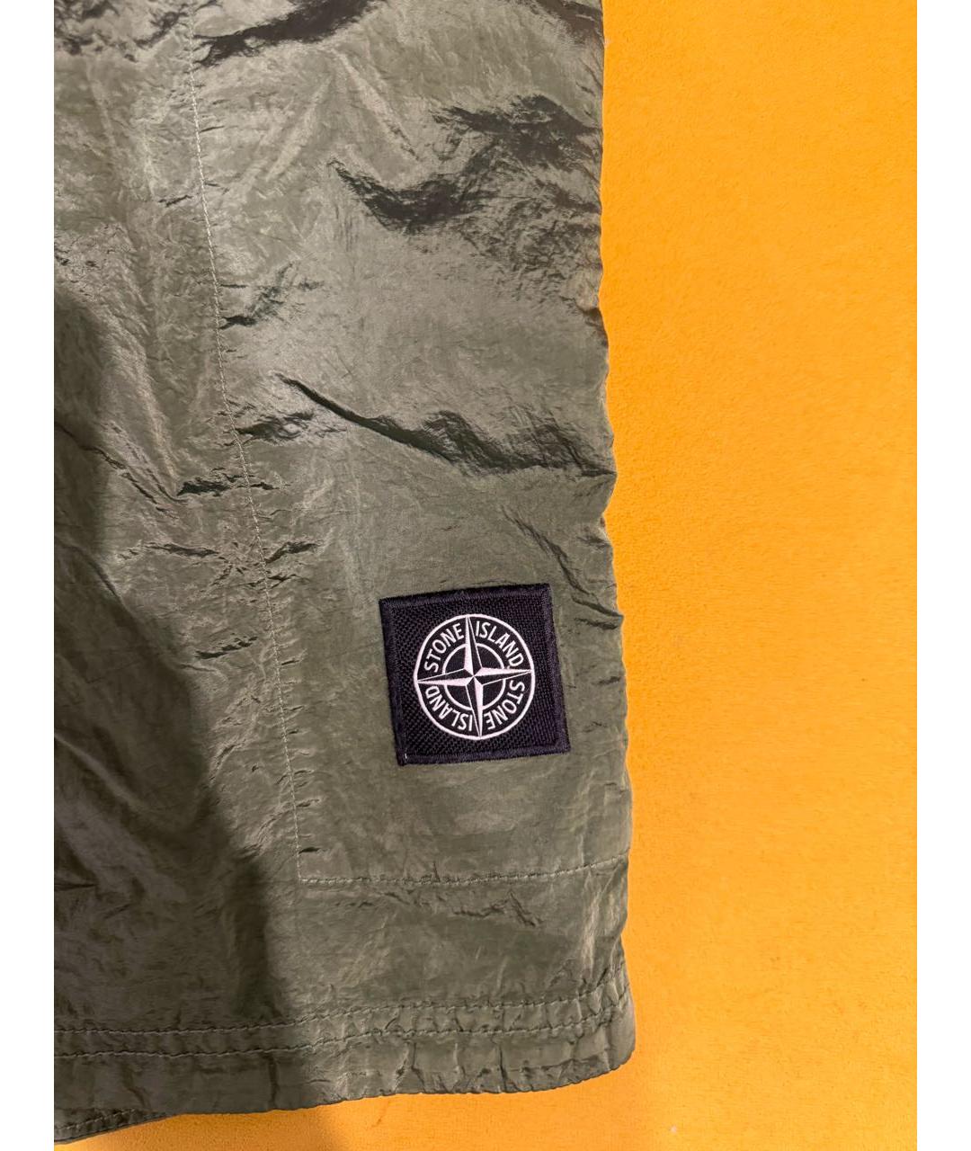 STONE ISLAND Зеленые нейлоновые шорты, фото 4