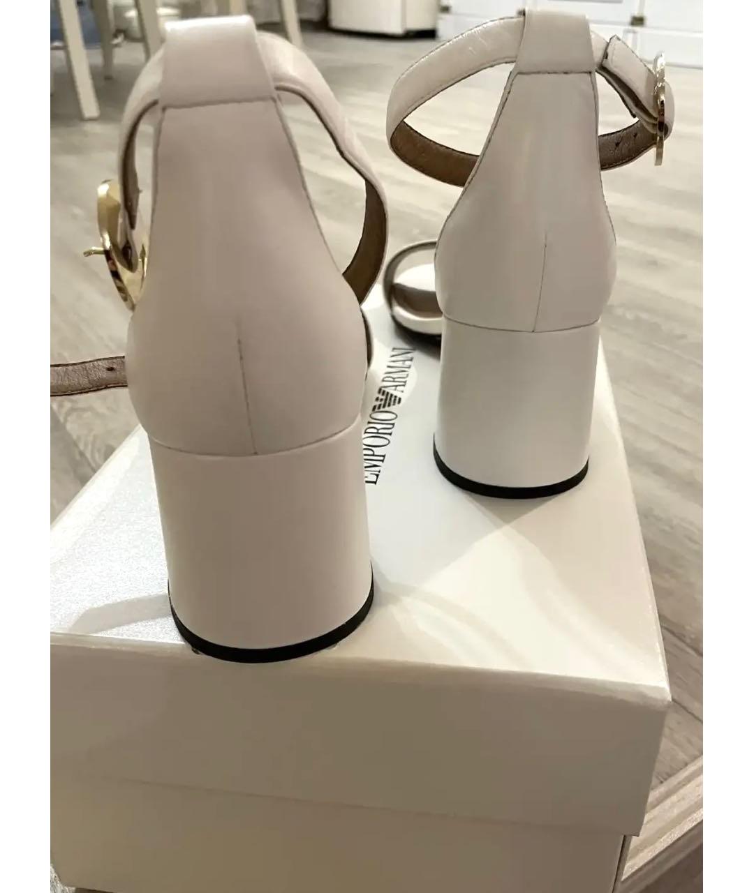EMPORIO ARMANI Белые кожаные босоножки, фото 4