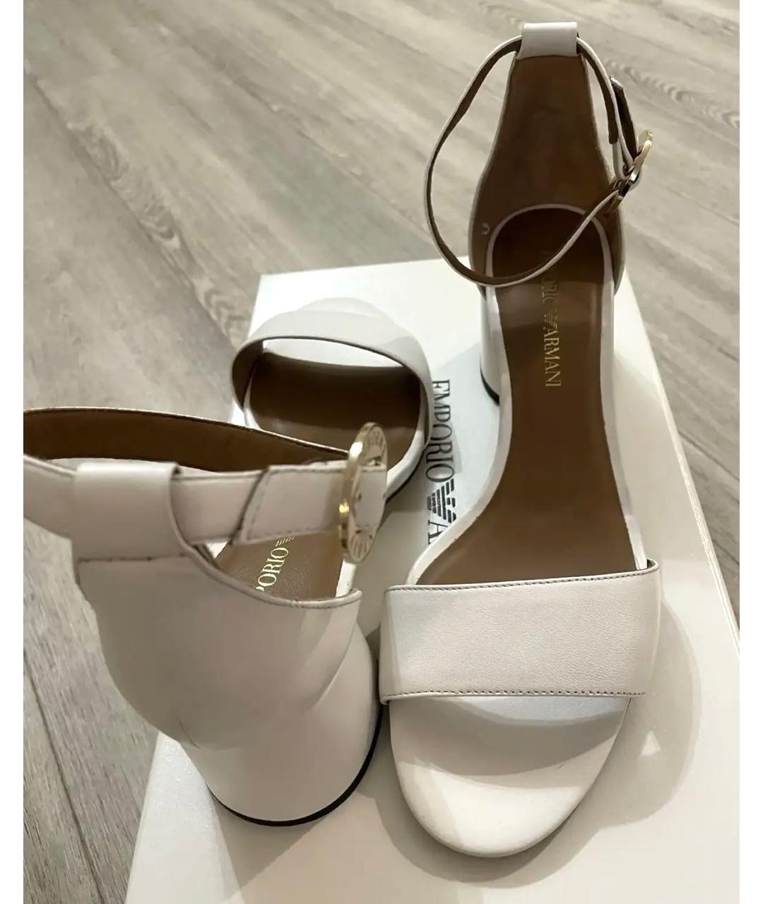 EMPORIO ARMANI Белые кожаные босоножки, фото 3