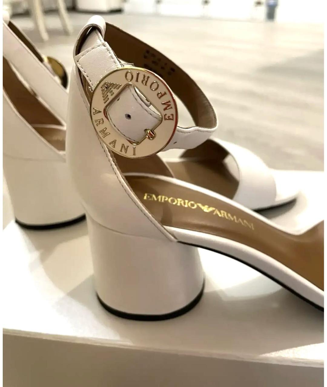EMPORIO ARMANI Белые кожаные босоножки, фото 6