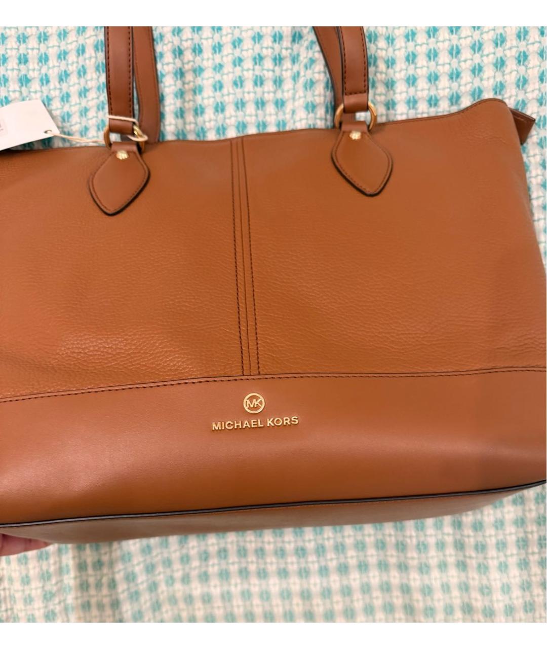 MICHAEL MICHAEL KORS Коричневая кожаная сумка тоут, фото 8