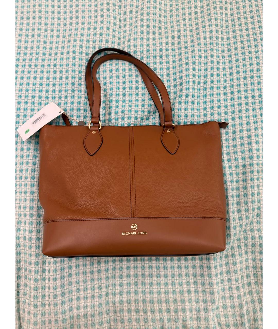 MICHAEL MICHAEL KORS Коричневая кожаная сумка тоут, фото 7