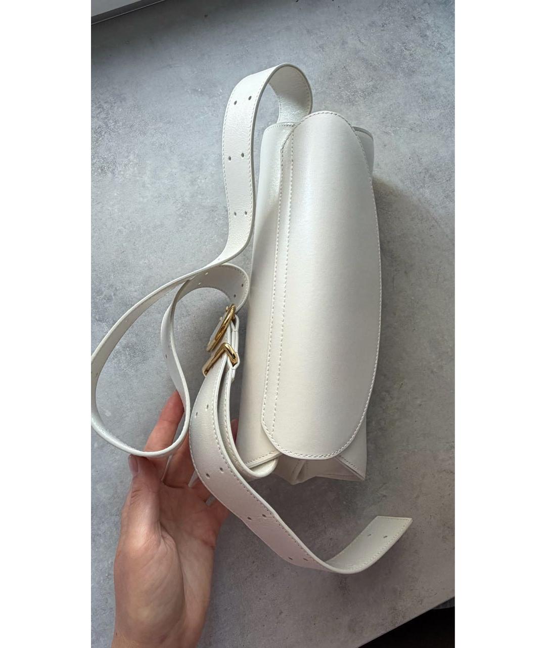 JIL SANDER Белая кожаная сумка с короткими ручками, фото 4