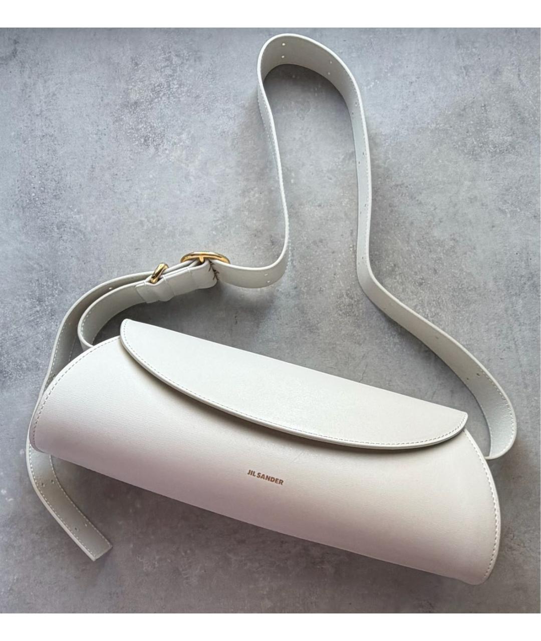 JIL SANDER Белая кожаная сумка с короткими ручками, фото 6