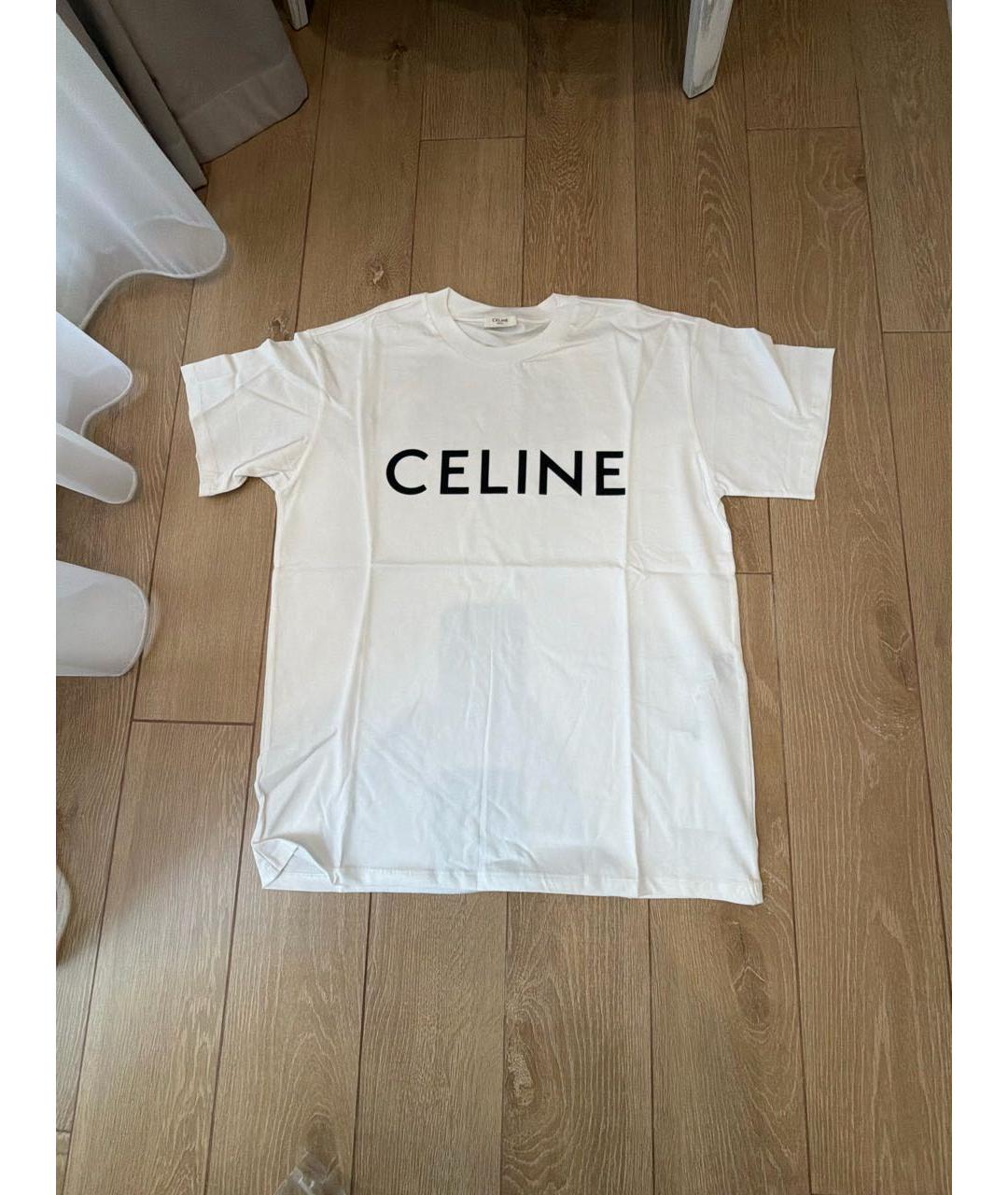 CELINE Белая хлопковая футболка, фото 8