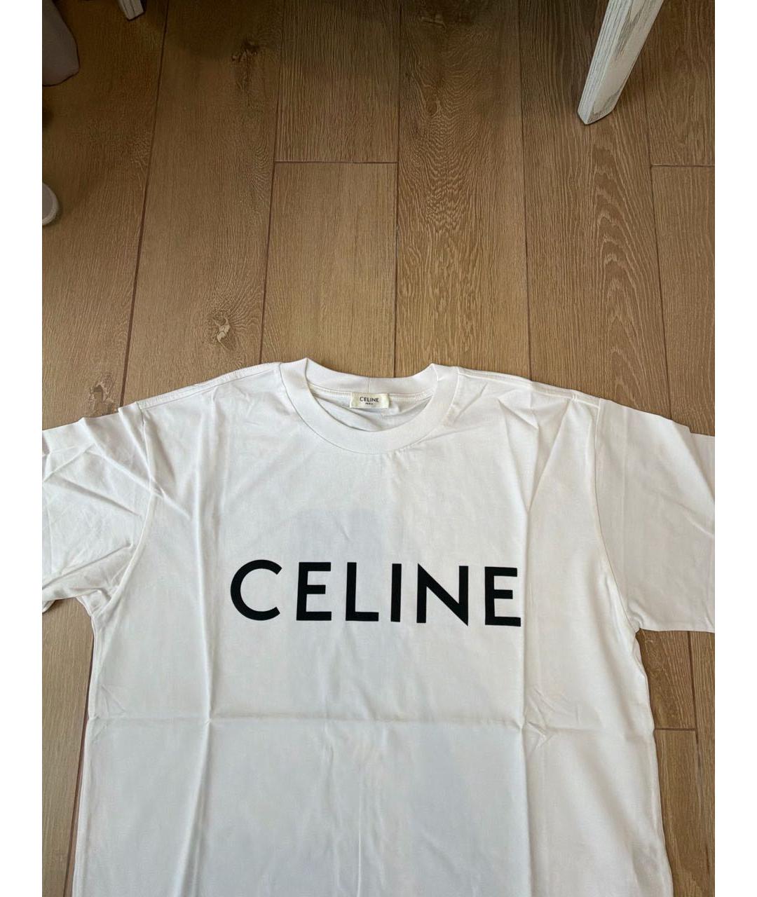 CELINE Белая хлопковая футболка, фото 3