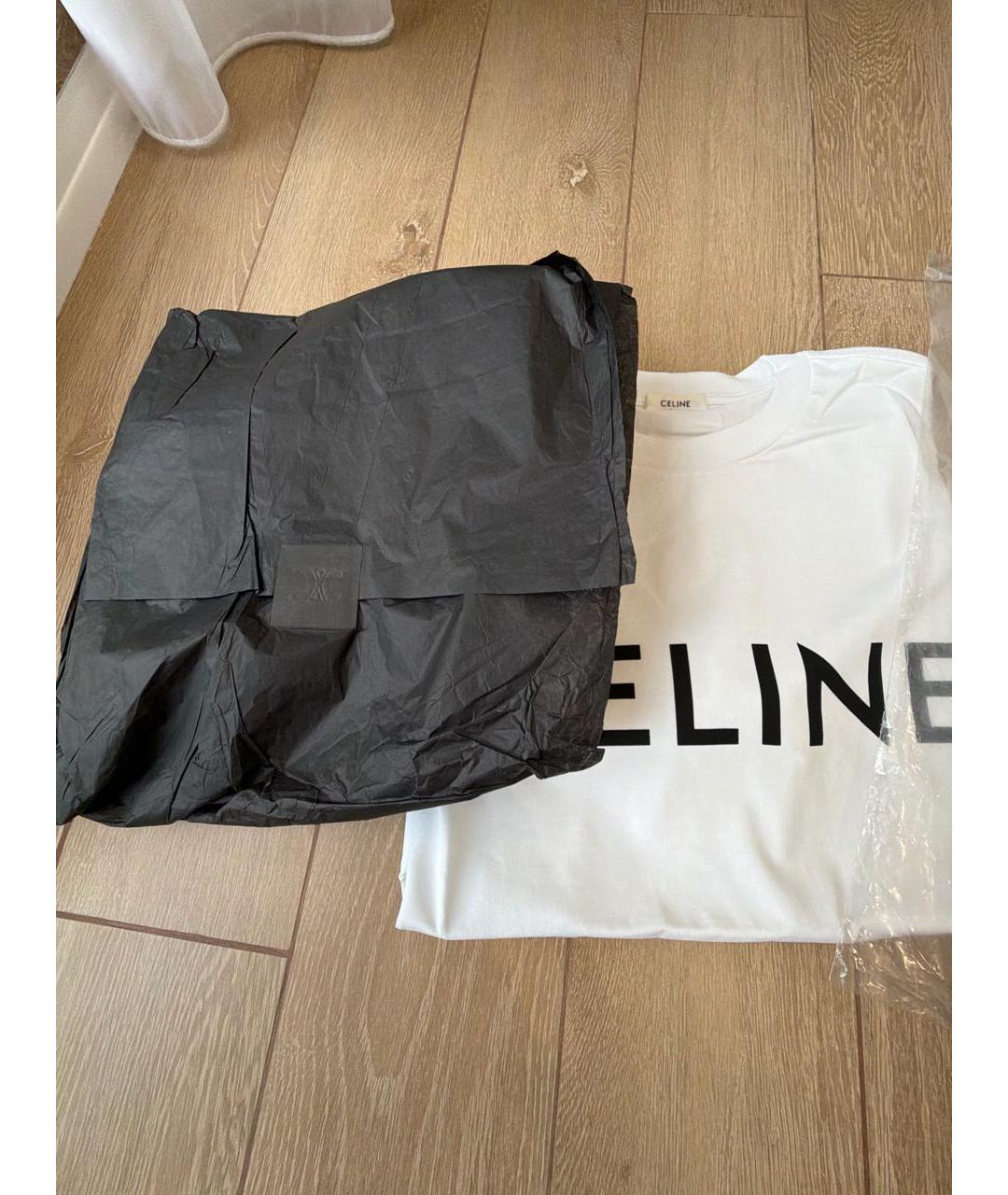 CELINE Белая хлопковая футболка, фото 6
