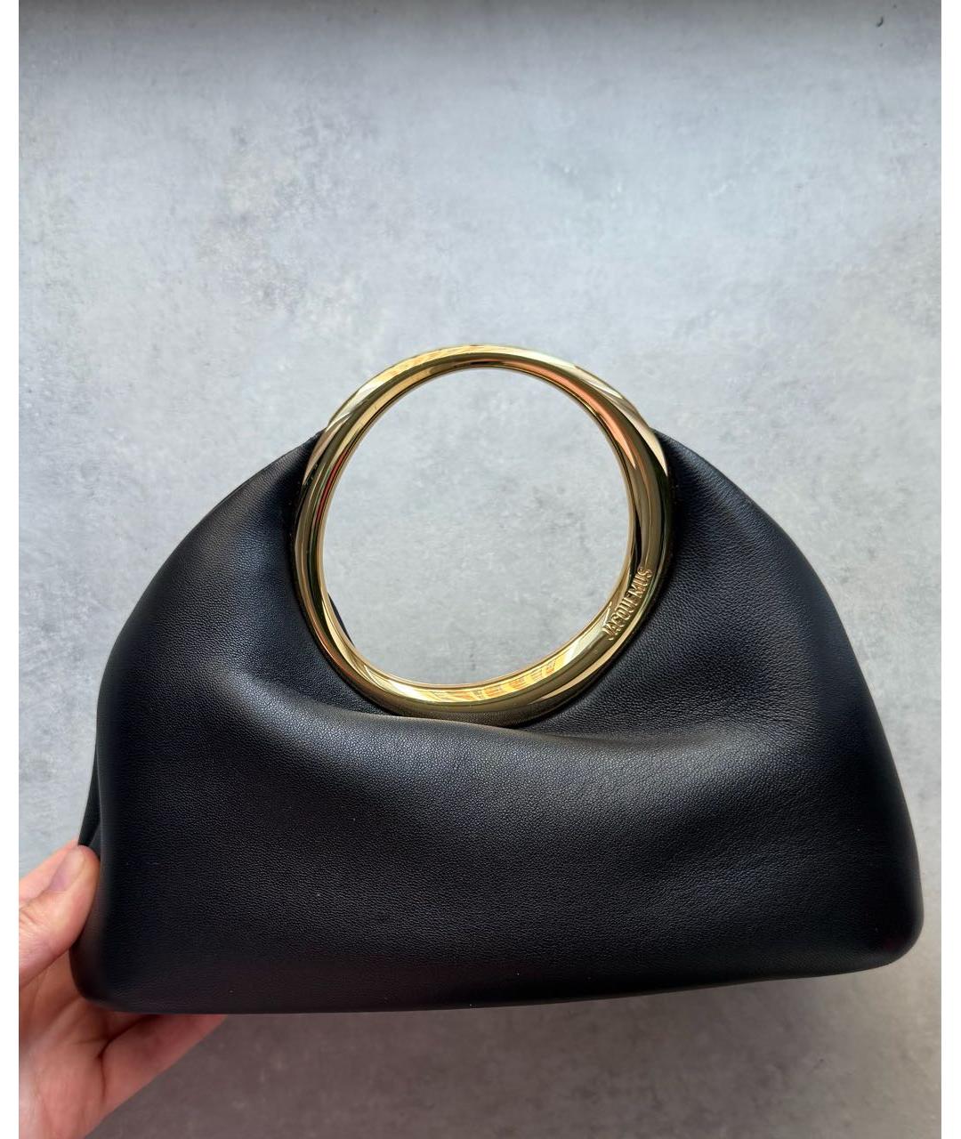 JACQUEMUS Черная кожаная сумка с короткими ручками, фото 5