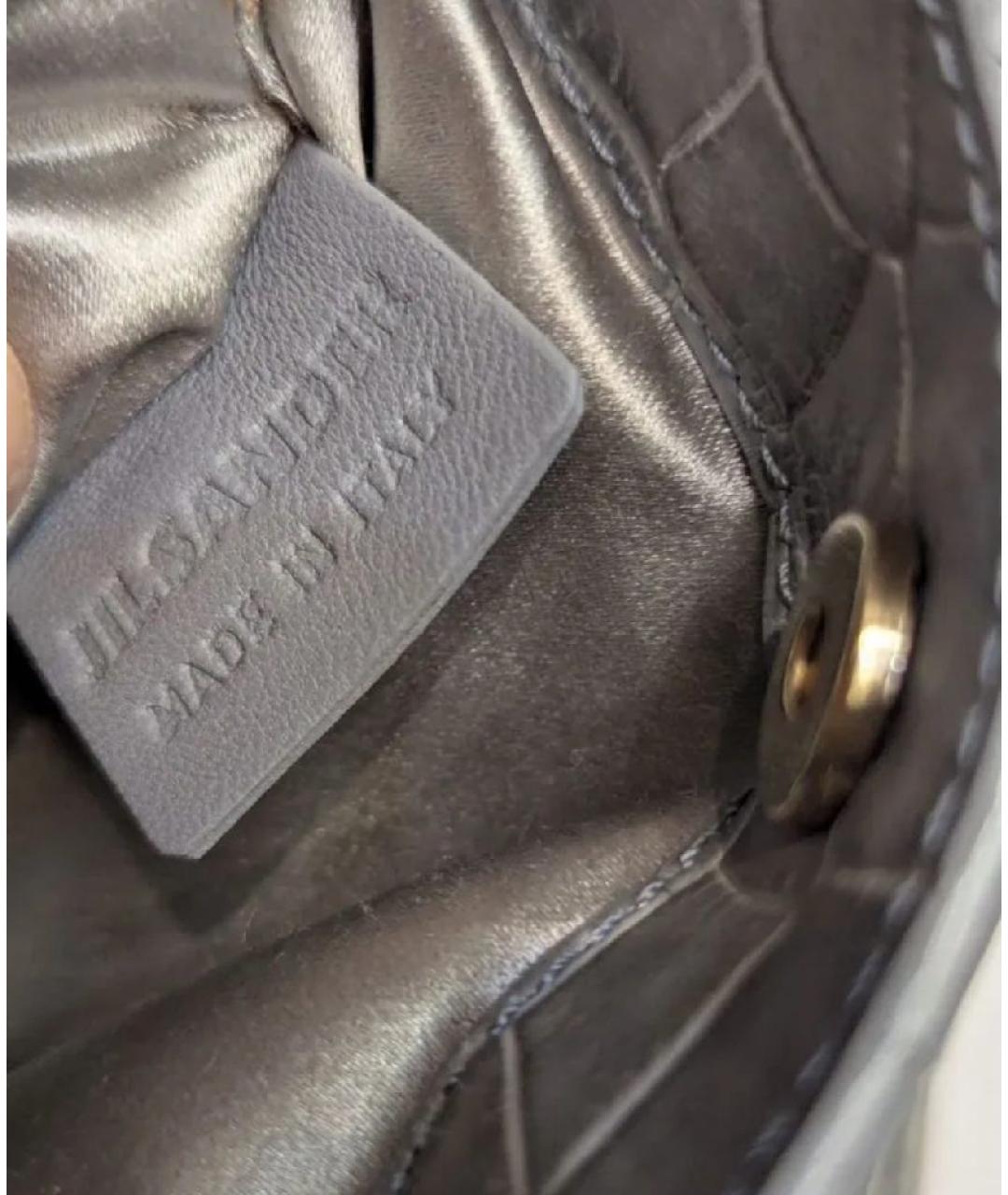 JIL SANDER Серая сумка с короткими ручками из экзотической кожи, фото 8