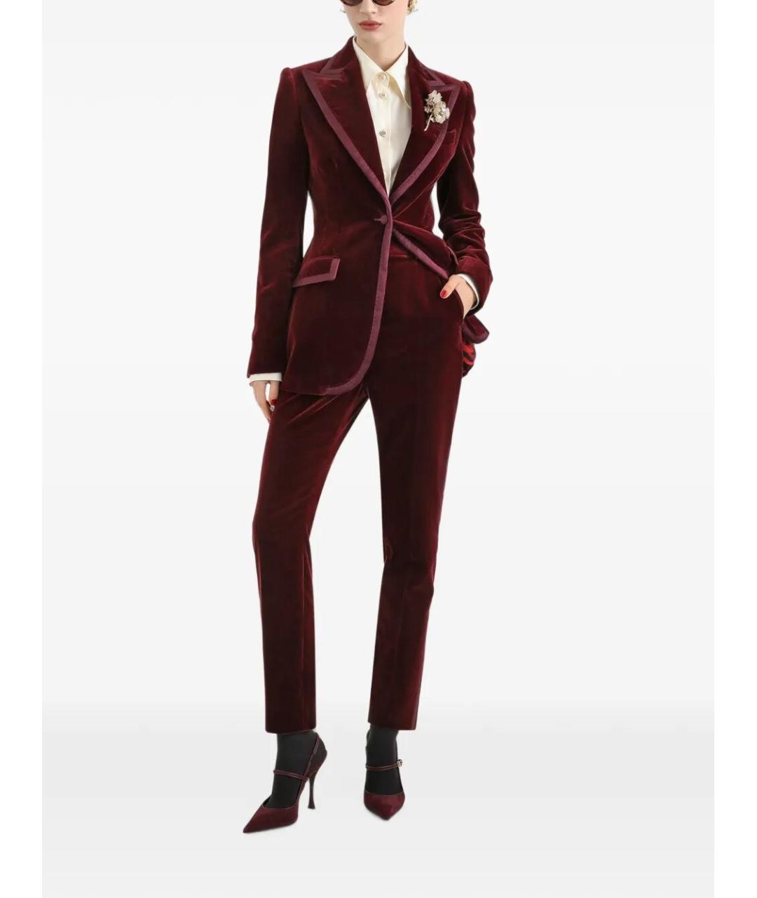DOLCE&GABBANA Бордовые хлопковые брюки узкие, фото 2