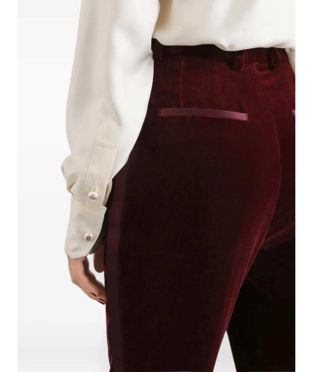 DOLCE&GABBANA Бордовые хлопковые брюки узкие, фото 4