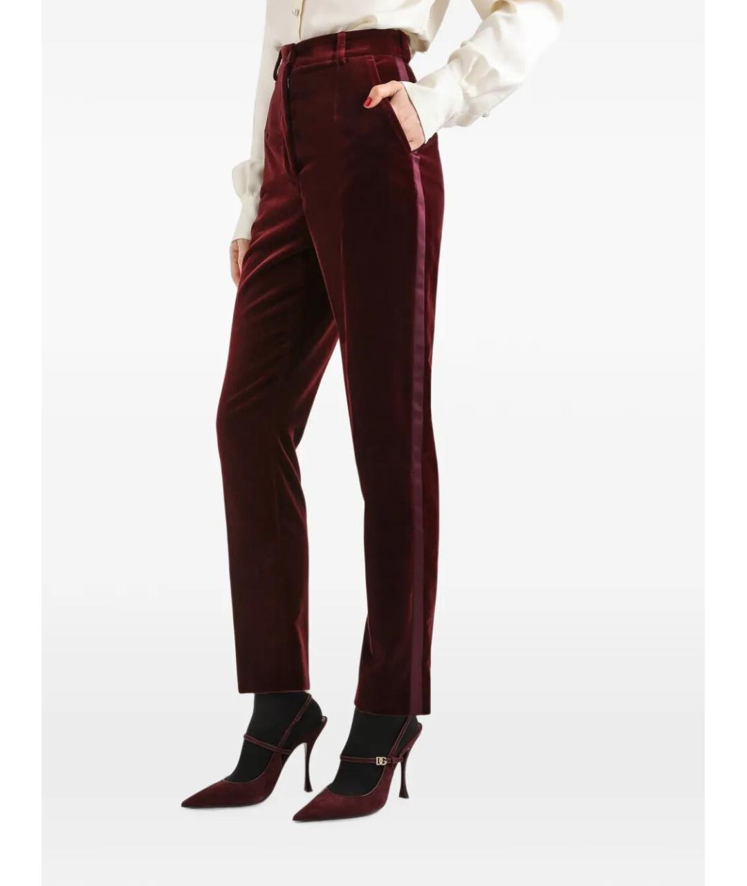 DOLCE&GABBANA Бордовые хлопковые брюки узкие, фото 5