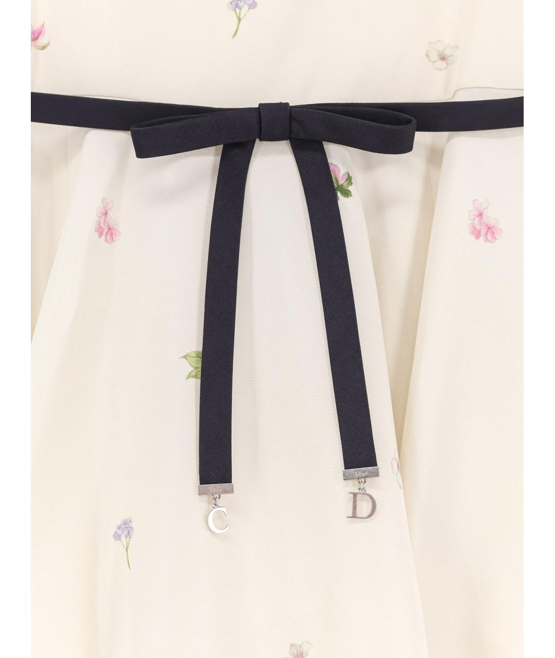 CHRISTIAN DIOR Белое шелковое повседневное платье, фото 3