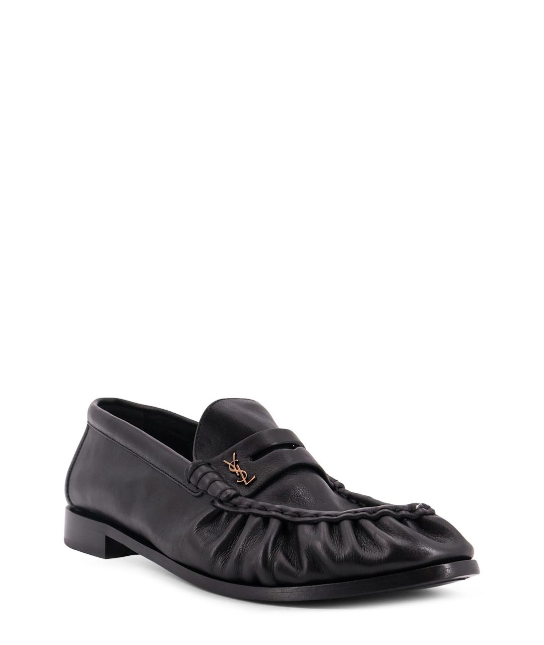 SAINT LAURENT Черные кожаные лоферы, фото 2
