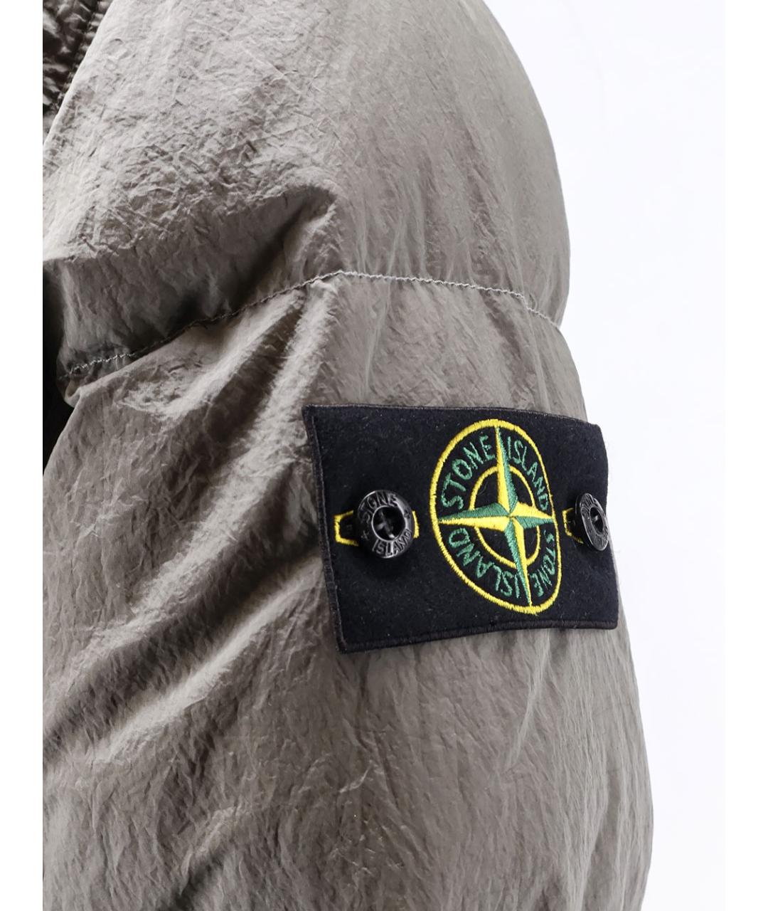 STONE ISLAND Серый полиамидовый пуховик, фото 3