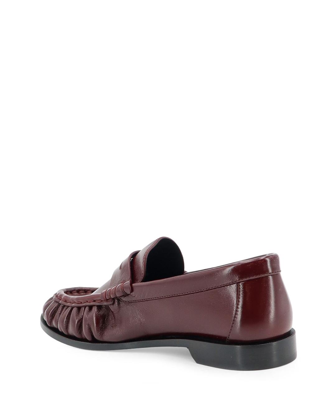 SAINT LAURENT Бордовые кожаные лоферы, фото 3