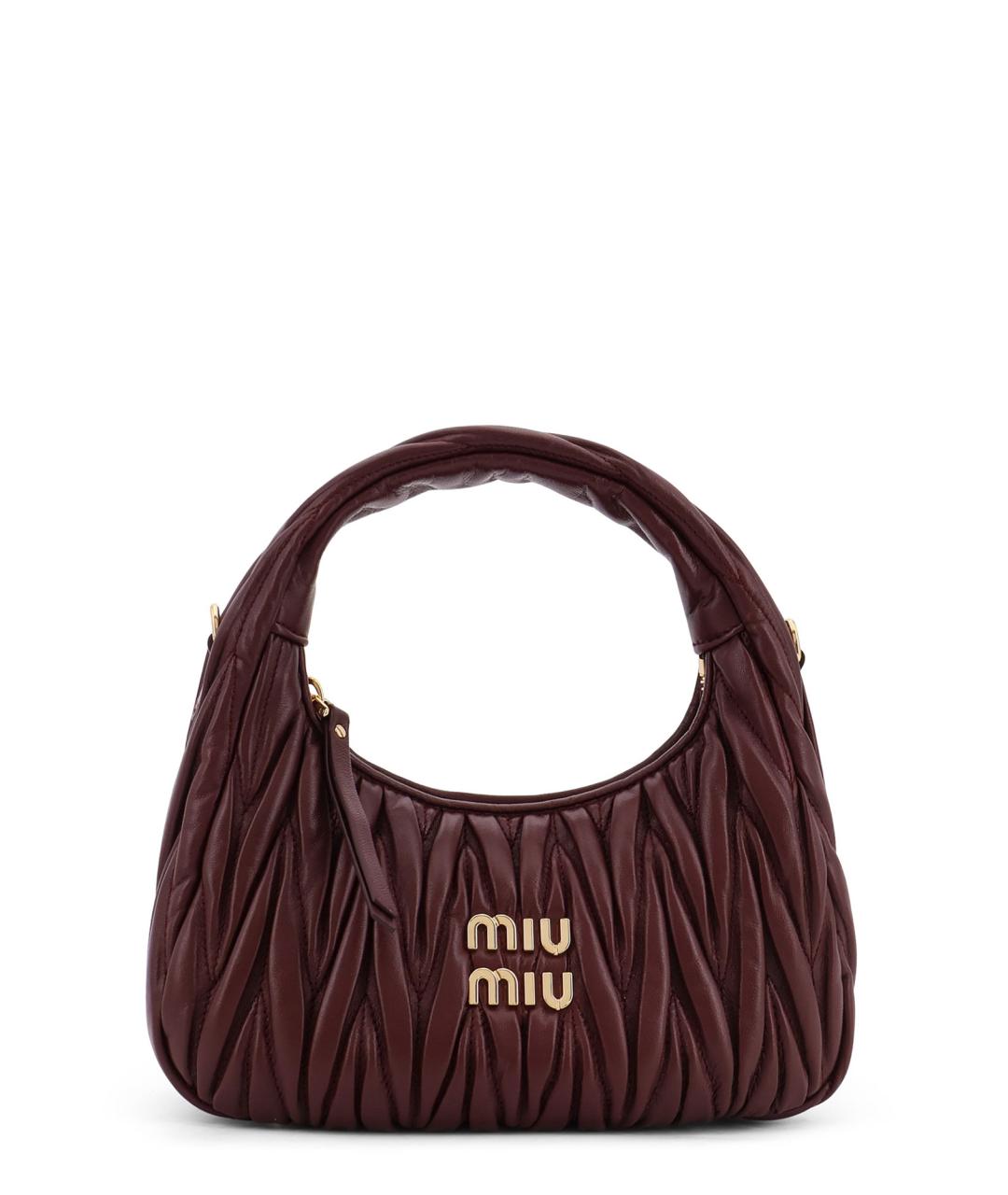 MIU MIU Бордовая кожаная сумка с короткими ручками, фото 1