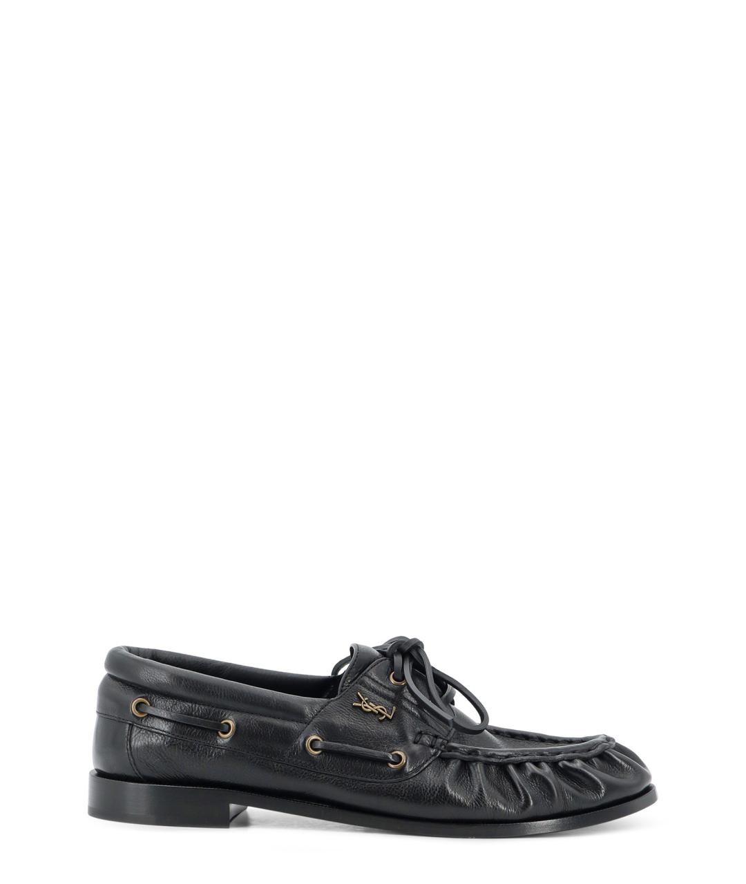 SAINT LAURENT Черные кожаные лоферы, фото 1