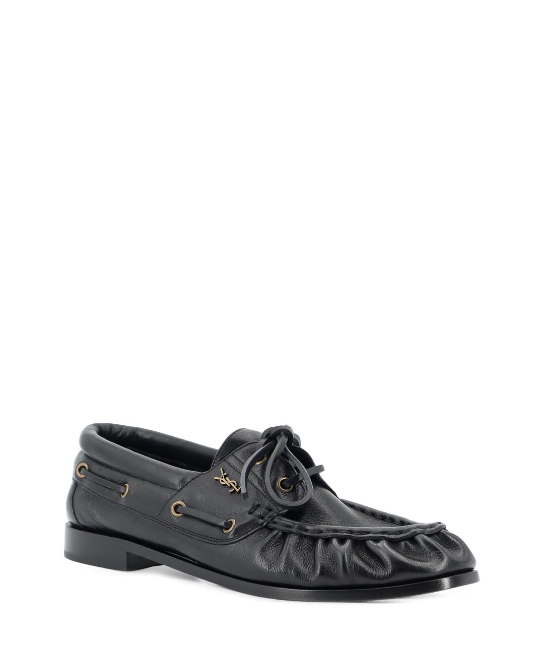 SAINT LAURENT Черные кожаные лоферы, фото 2