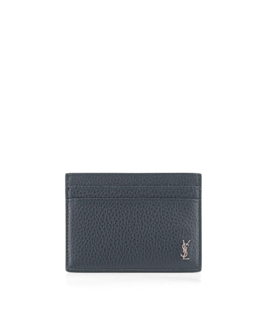 SAINT LAURENT Синий кожаный кардхолдер, фото 1
