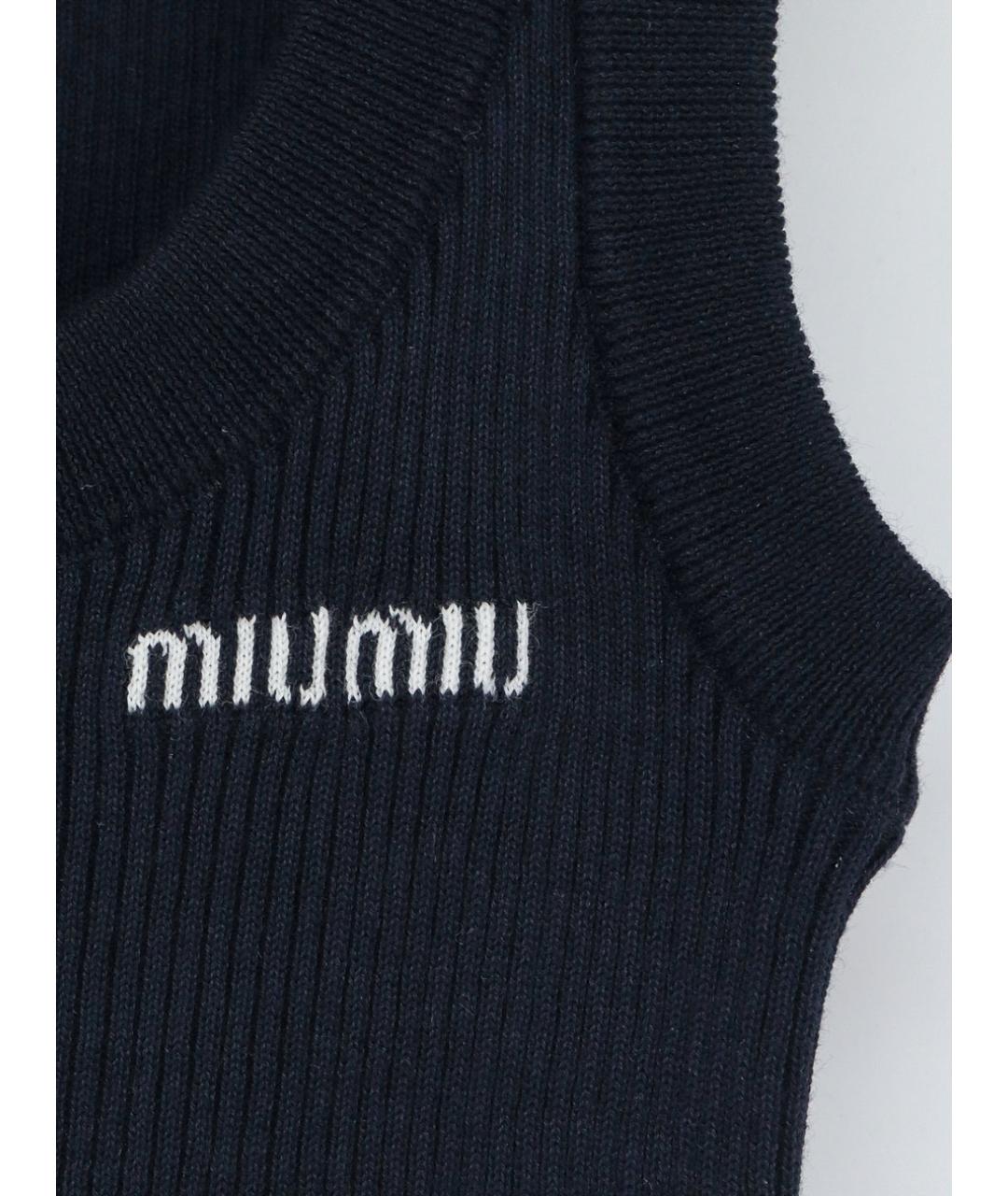 MIU MIU Синяя хлопковая майка, фото 3