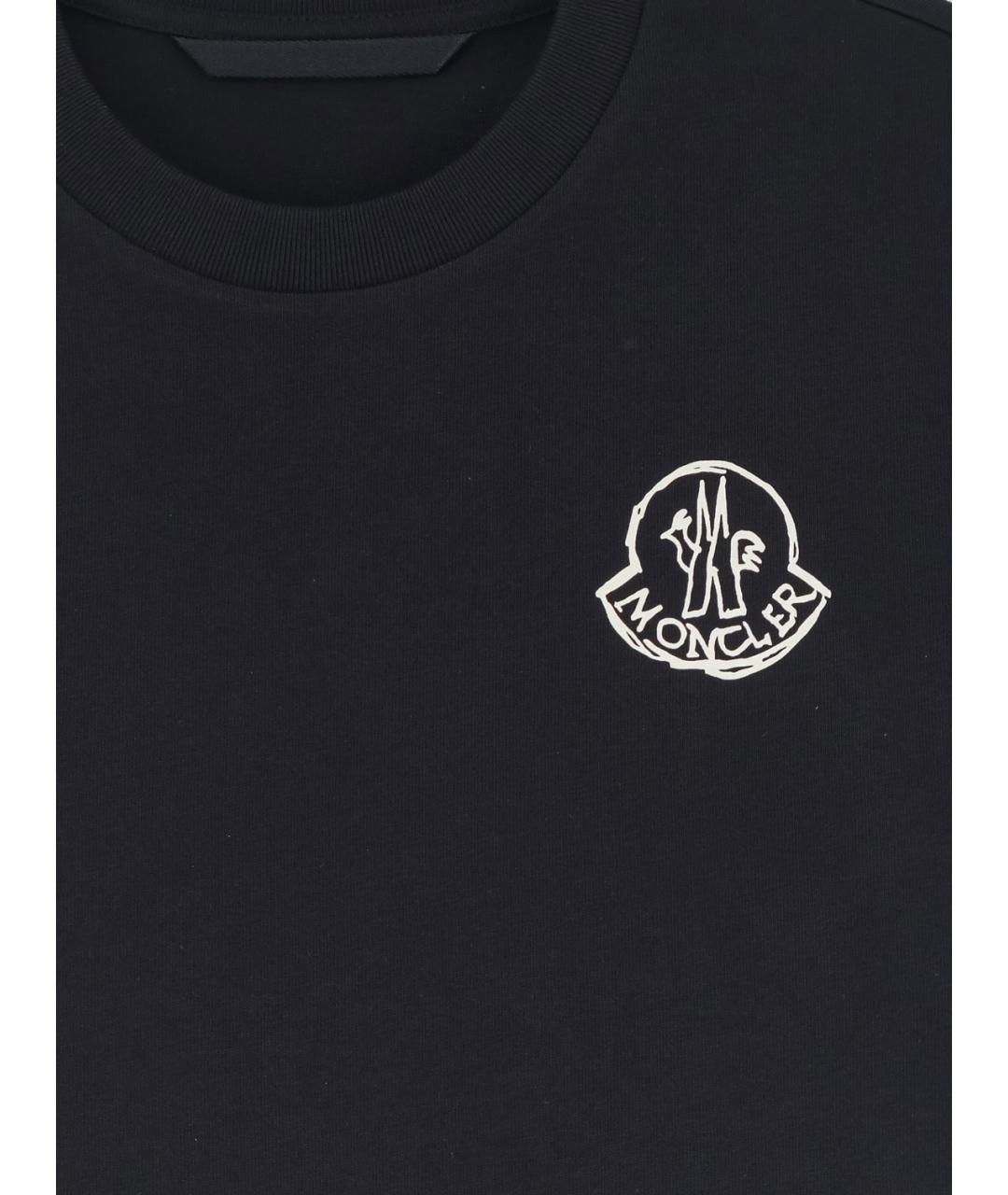 MONCLER Черная хлопковая футболка, фото 3