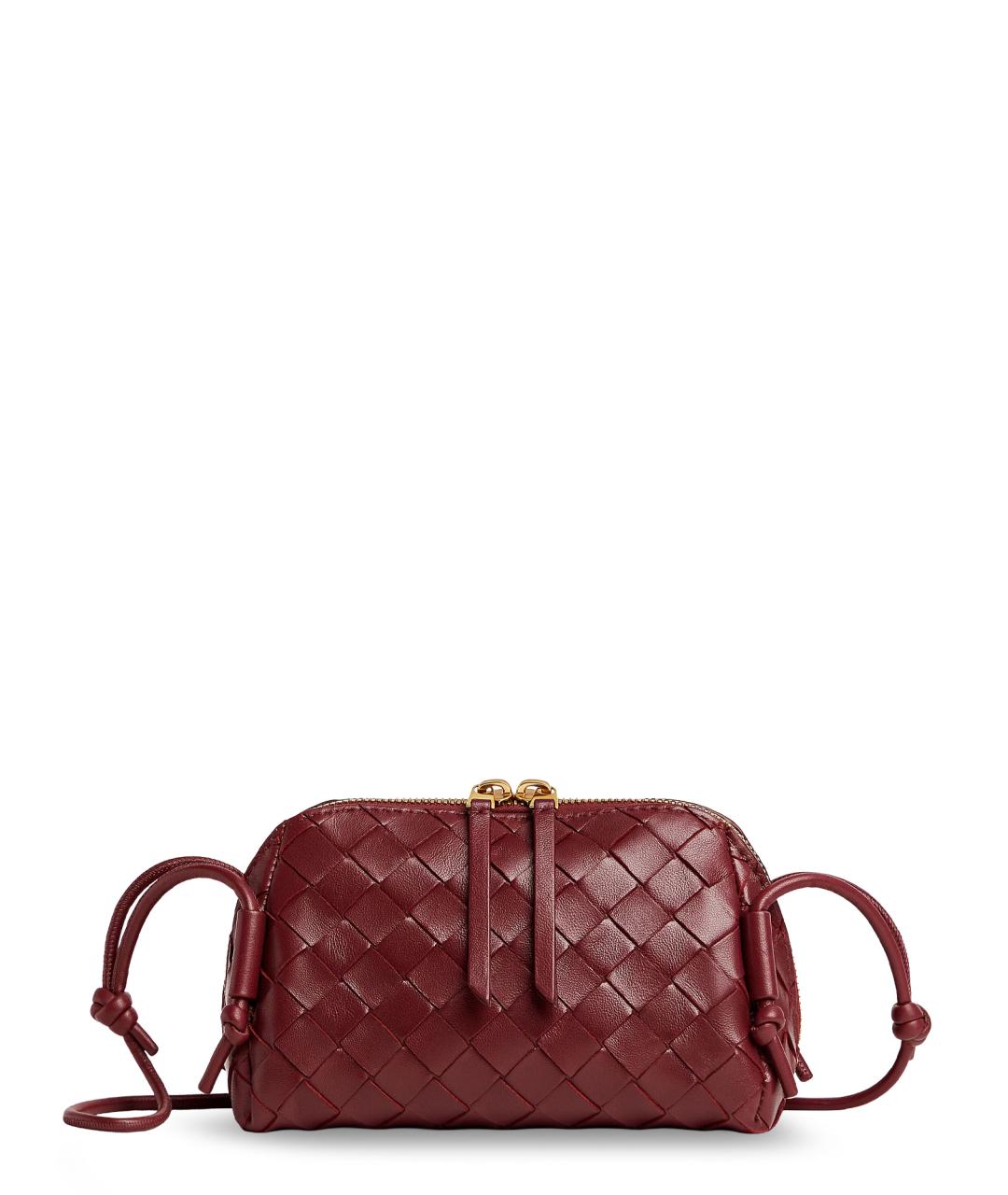 BOTTEGA VENETA Бордовая кожаная сумка через плечо, фото 1