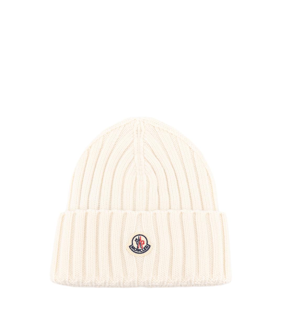 MONCLER Белая шерстяная шапка, фото 1
