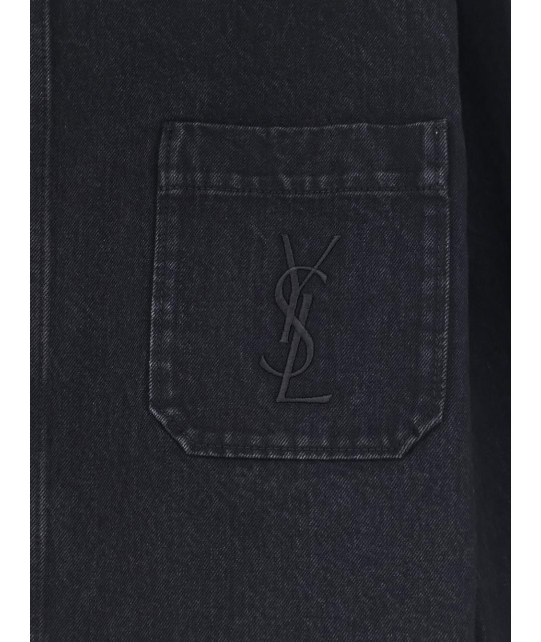 SAINT LAURENT Черная хлопковая кэжуал рубашка, фото 3