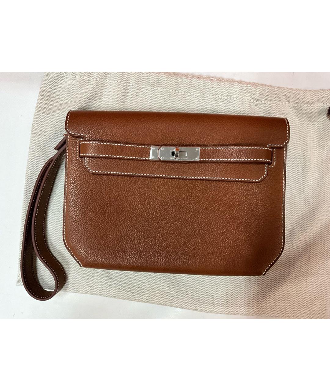 HERMES Коричневая кожаная папка для документов, фото 3