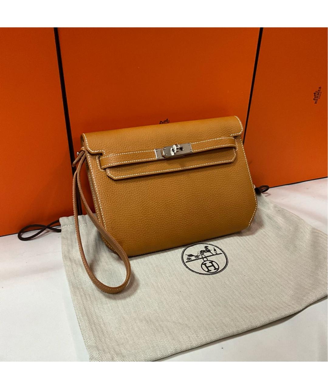 HERMES Оранжевая кожаная папка для документов, фото 3