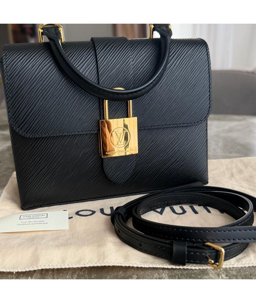 LOUIS VUITTON Черная кожаная сумка через плечо, фото 2