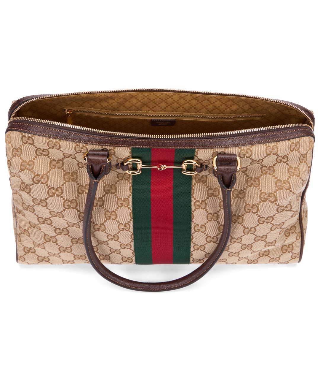 GUCCI Бежевая канва дорожная/спортивная сумка, фото 4